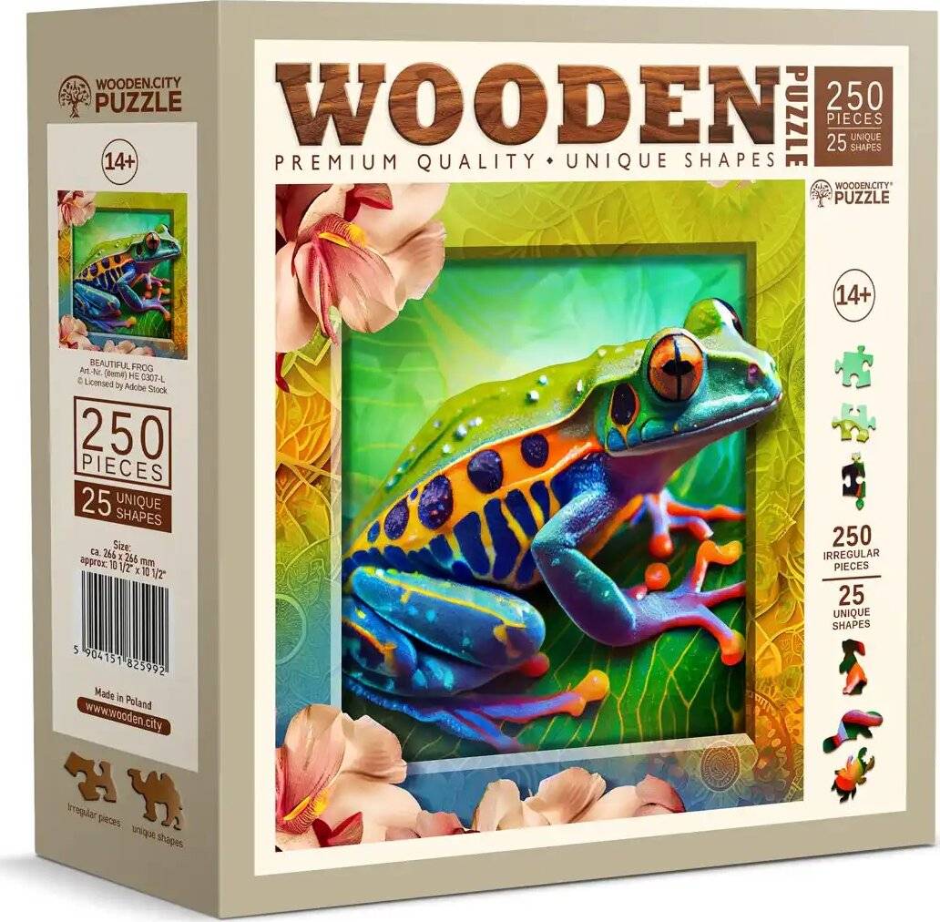 WOODEN CITY Holzpuzzle Farbiger Frosch 250 Teile