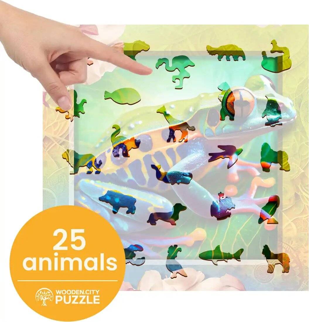 WOODEN CITY Holzpuzzle Farbiger Frosch 250 Teile