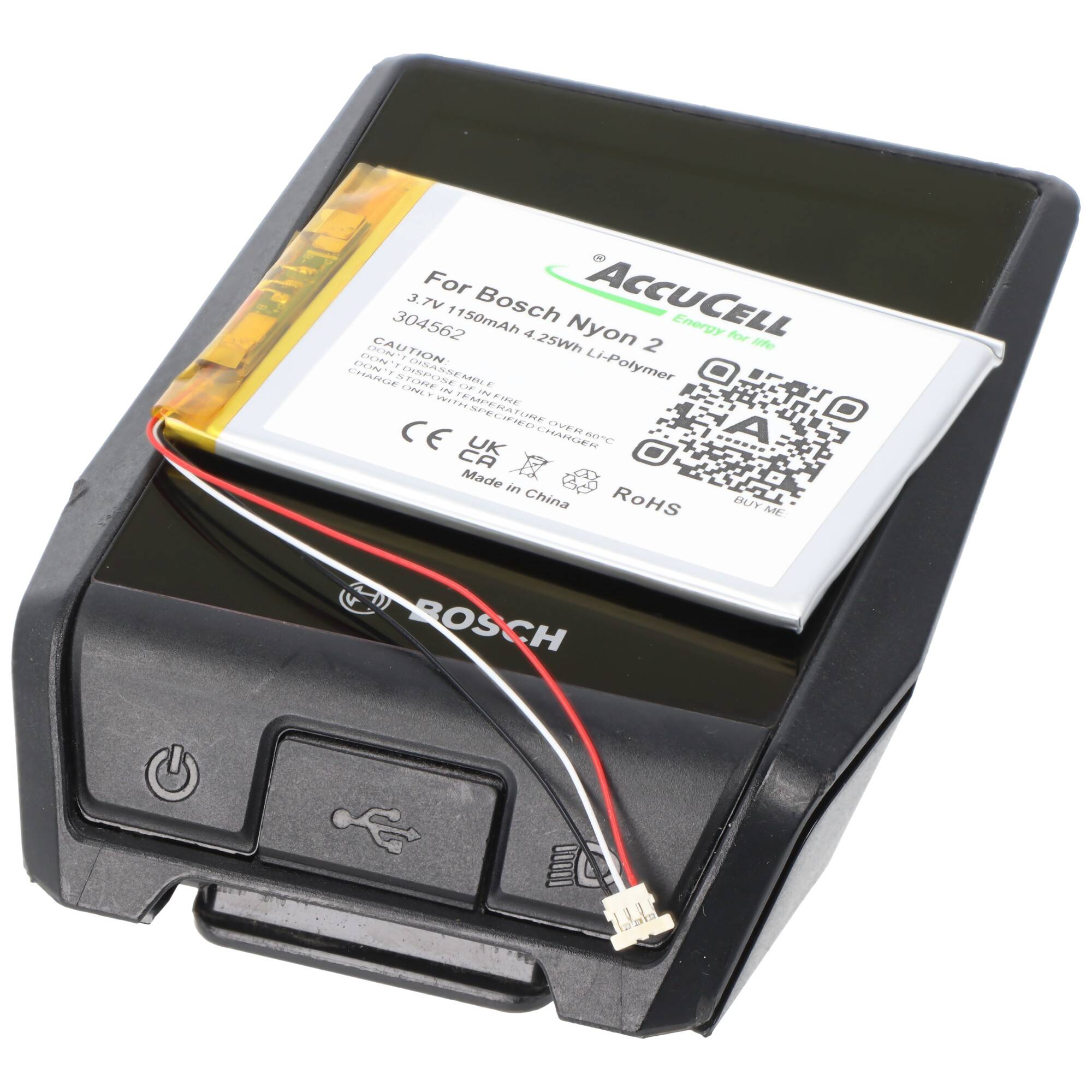 AccuCell Akku kompatibel für Bosch Nyon 2, 3.7V 1150mAh, IP304562, 1ICP3/45/62