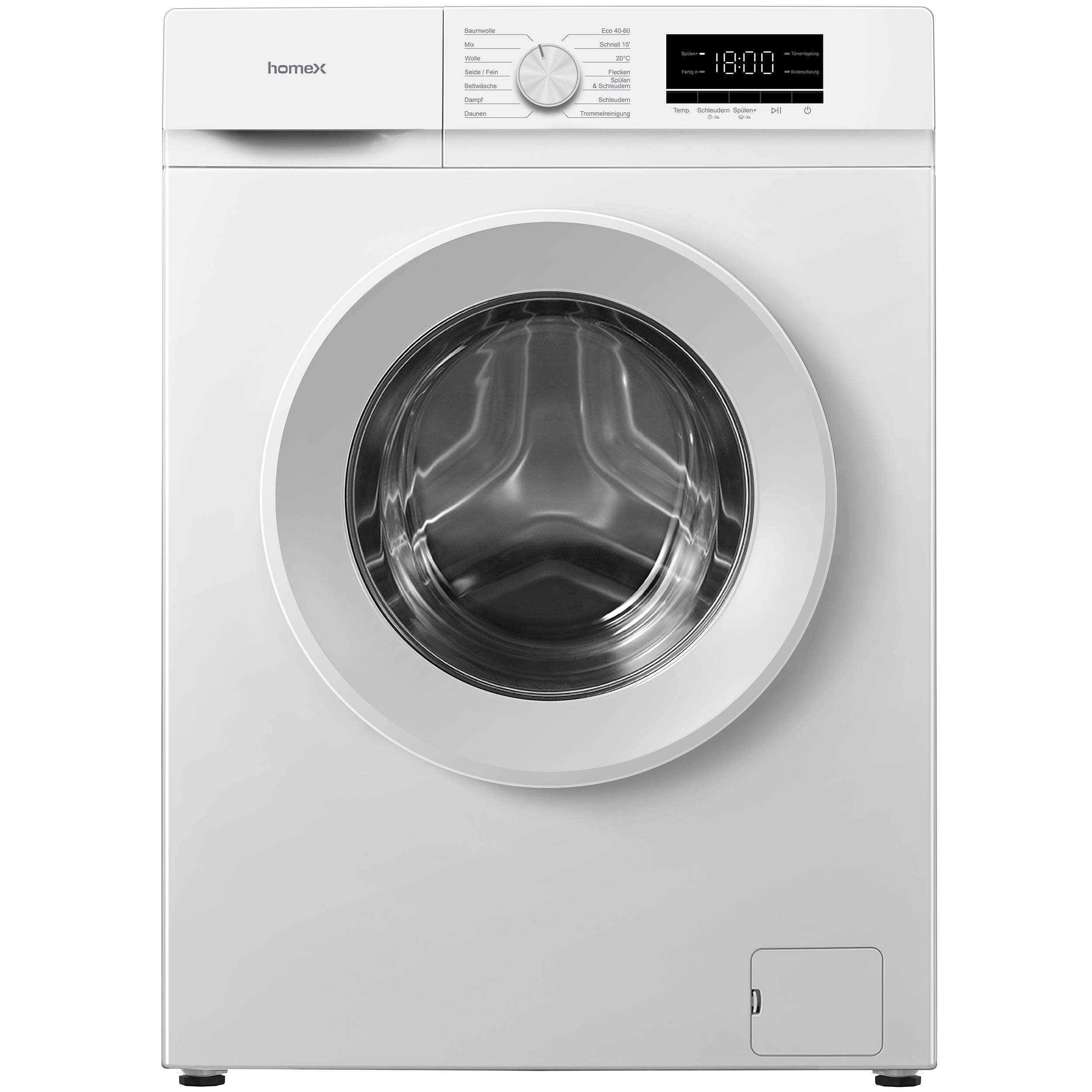 homeX Waschmaschine 6kg, Frontlader - 1.000 U/Min, AquaStop, Inverter Motor, 14 Programme, 39 cm Tiefe, weiß, WF610K1A-W
