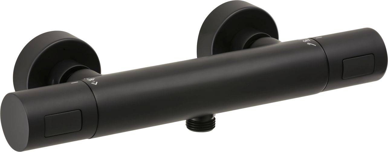 Herzbach LIVING Thermostat-Brausebatterie Aufputz rund CoolBody Schwarz matt