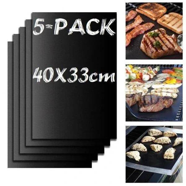 Grillnetz Antihaft-Grillmatte Schwarz 5er-Pack
