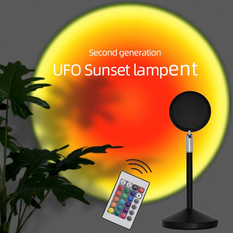 Tischleuchte „Sunset“ Projektion des Sonnenuntergangs, 16 Farben, Fernbedienung Black
