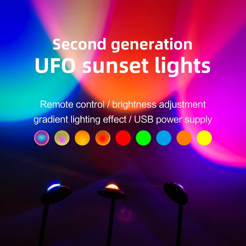Tischleuchte „Sunset“ Projektion des Sonnenuntergangs, 16 Farben, Fernbedienung Black