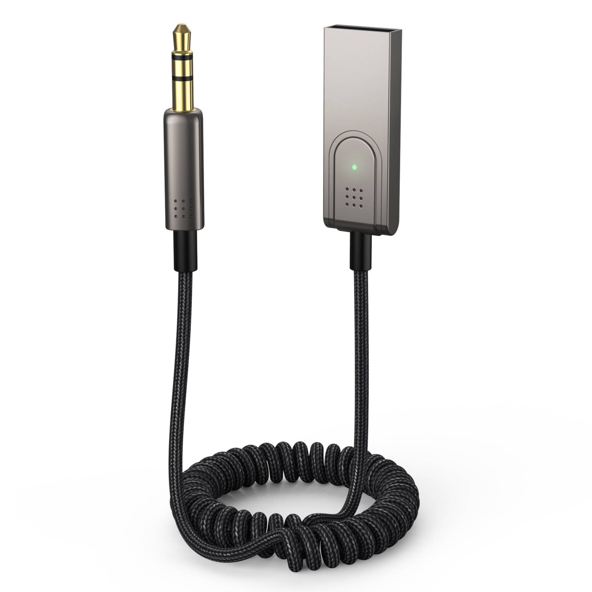 Bluetooth-Aux-Kabel / Bluetooth-Autoadapter, Auto Bluetooth 5.0 Empfänger mit 3,5 mm AUX-Klinke und USB Grey