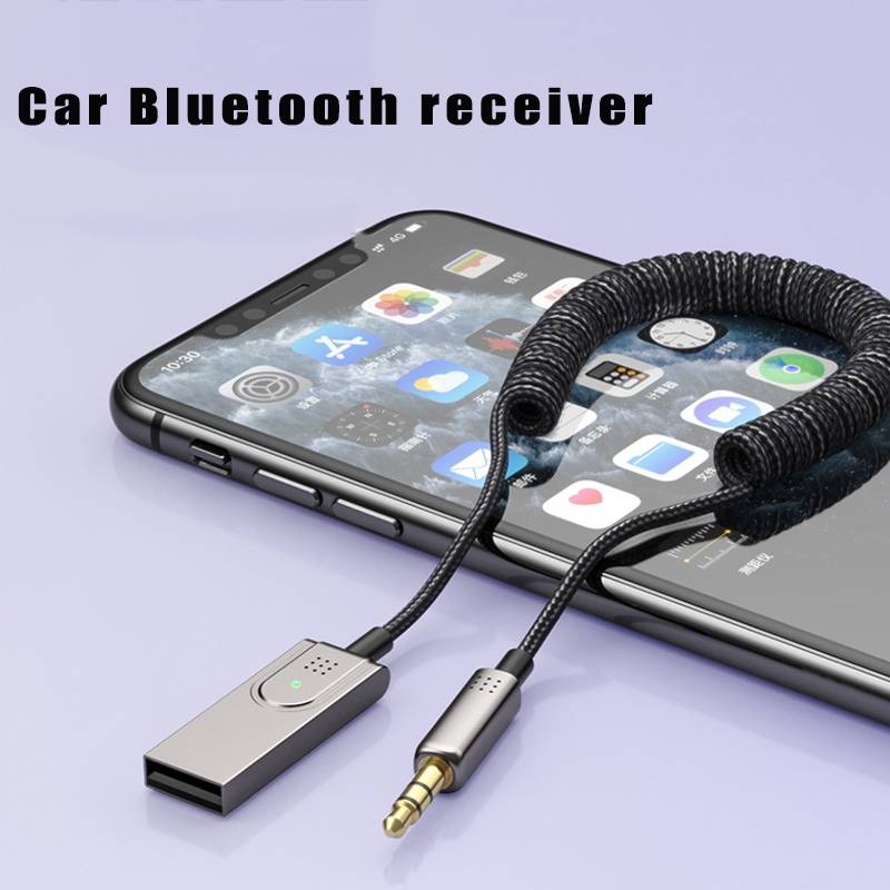 Bluetooth-Aux-Kabel / Bluetooth-Autoadapter, Auto Bluetooth 5.0 Empfänger mit 3,5 mm AUX-Klinke und USB Grey