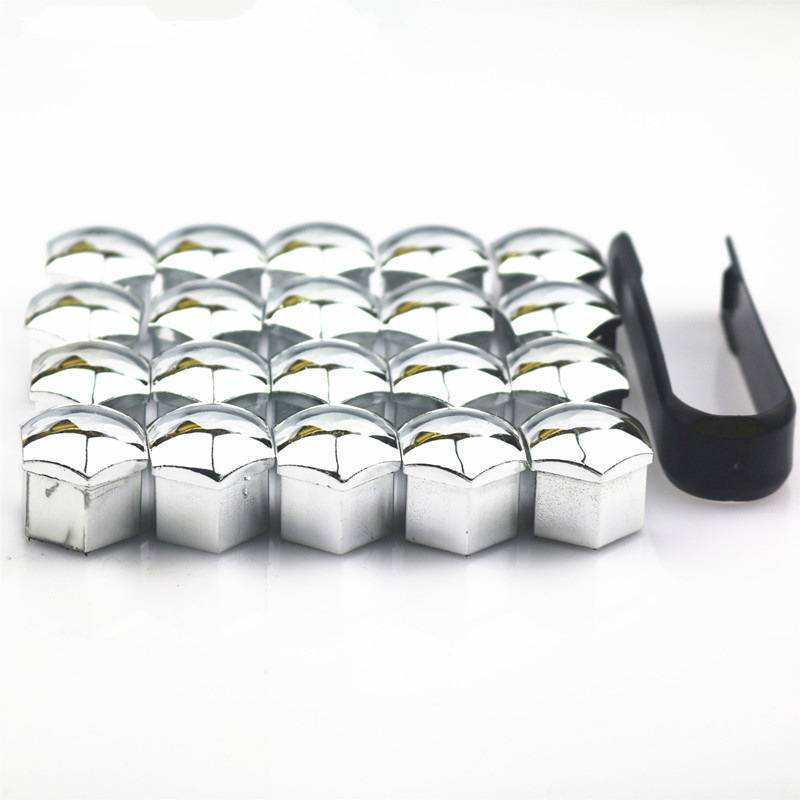 Radmutterabdeckung / Radschraubenabdeckung 20er-Pack mit Montagewerkzeug Silver 19 mm