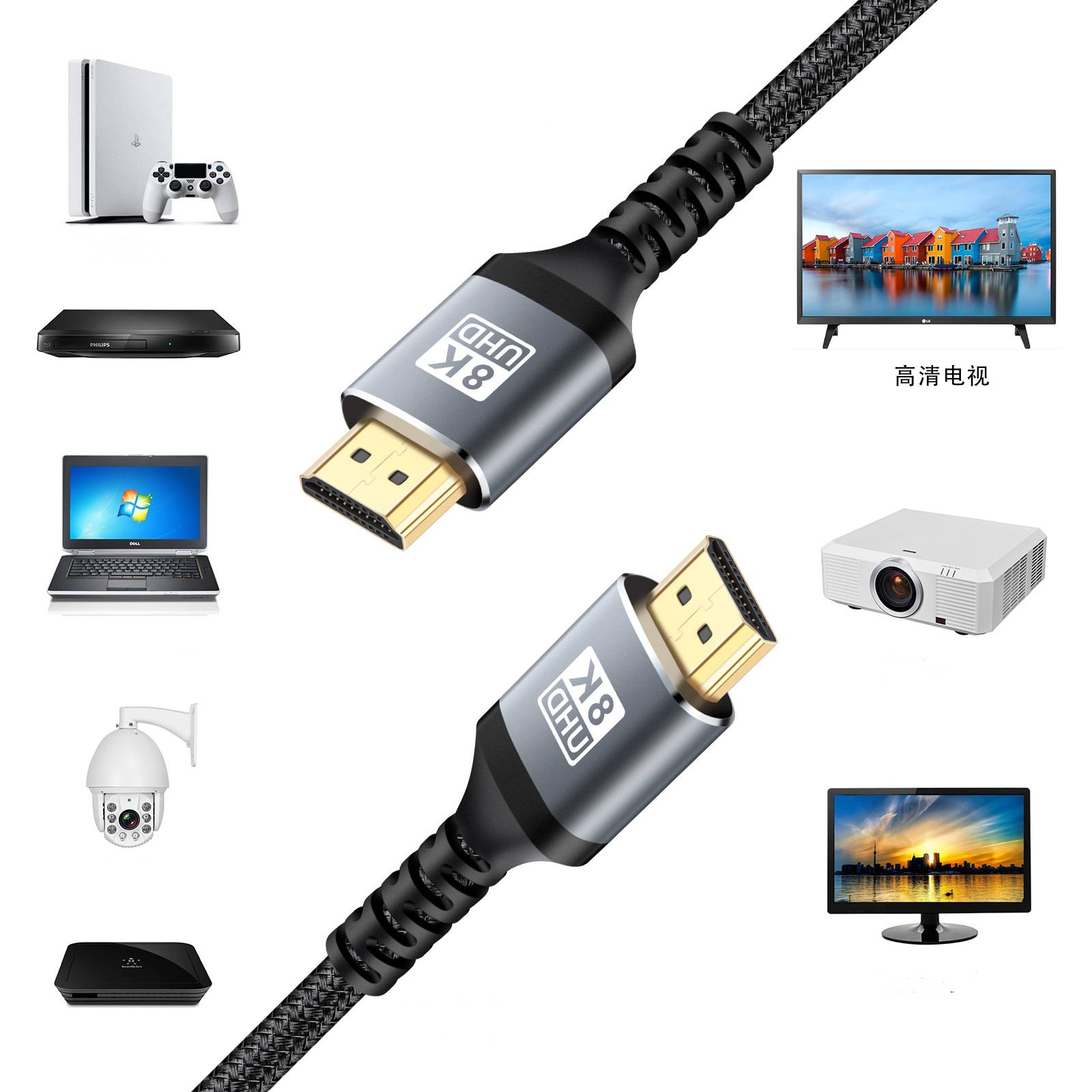 2.1 HDMI-Kabel 8K bei 60 Hz / 4K bei 120 Hz MultiColor 3 m