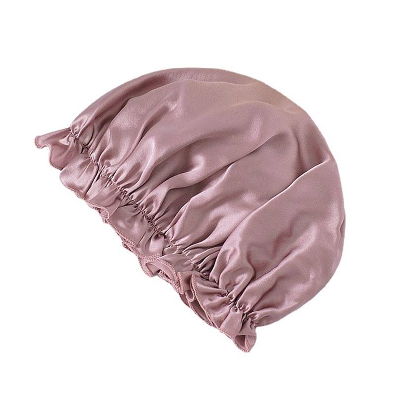 Schlafmütze für Damen aus 100 % seide, weiches Kopftuch zum Schlafen Pink XL