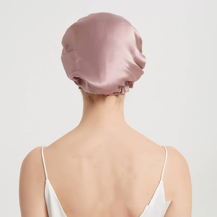 Schlafmütze für Damen aus 100 % seide, weiches Kopftuch zum Schlafen Pink XL