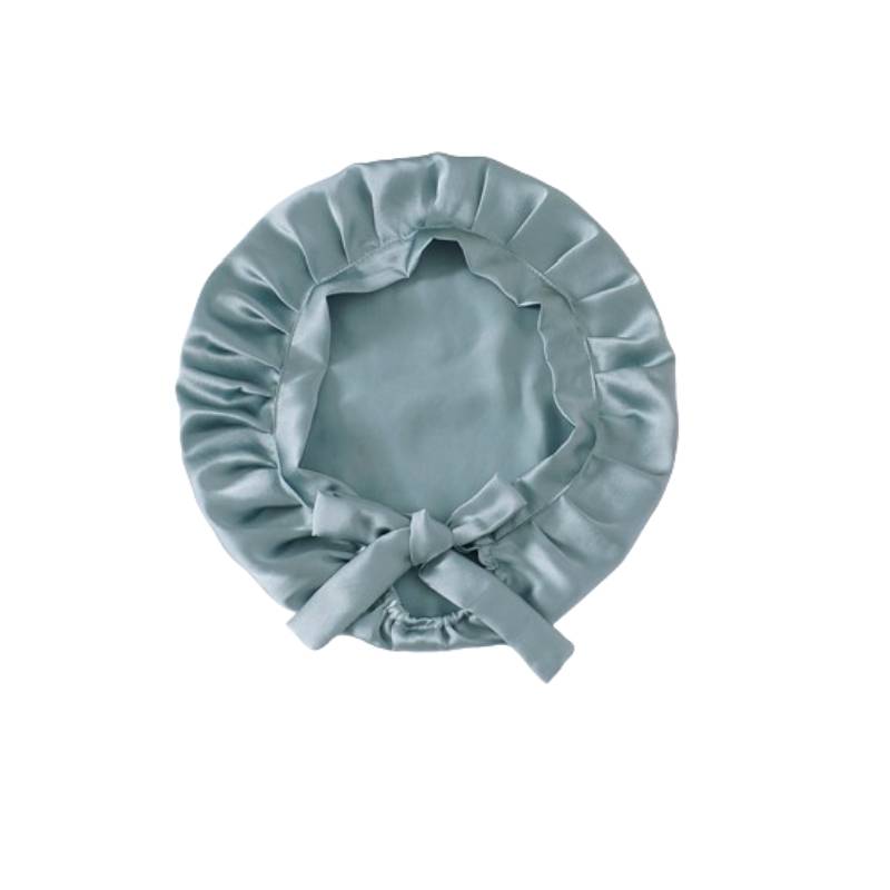 Verstellbare Schlafmütze aus Seide für langes Haar, 100 % seide LightBlue