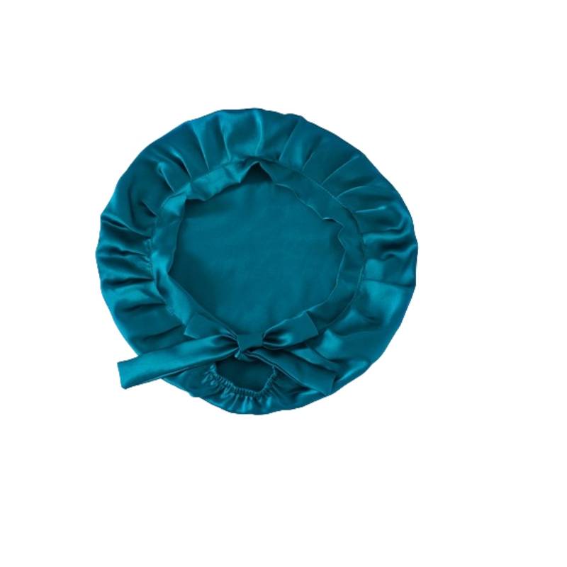 Verstellbare Schlafmütze aus Seide für langes Haar, 100 % seide Blue