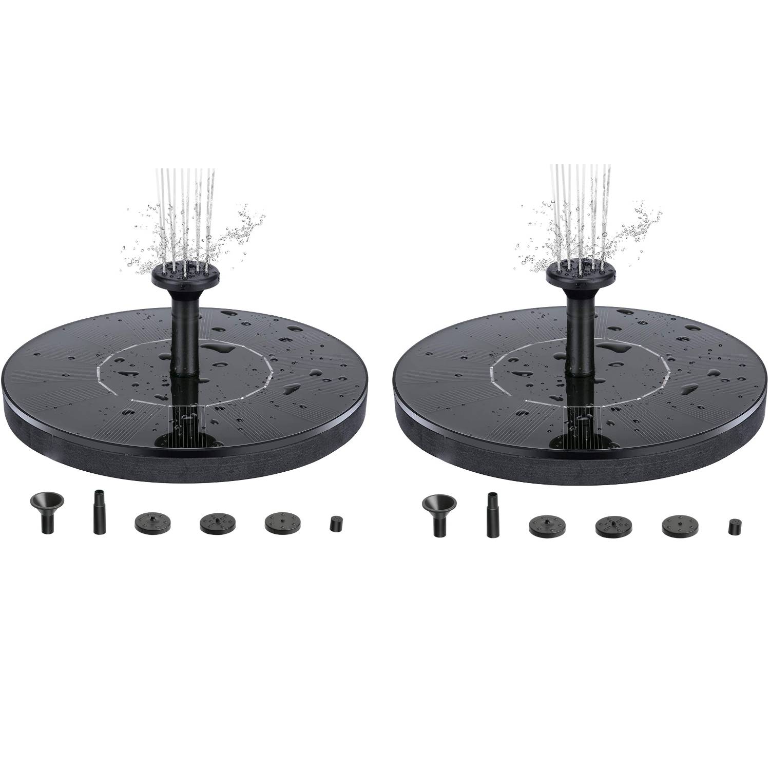2er Set Springbrunnen mit Solarzellen 16 cm - Solarzellenbrunnen/Wasserfontäne