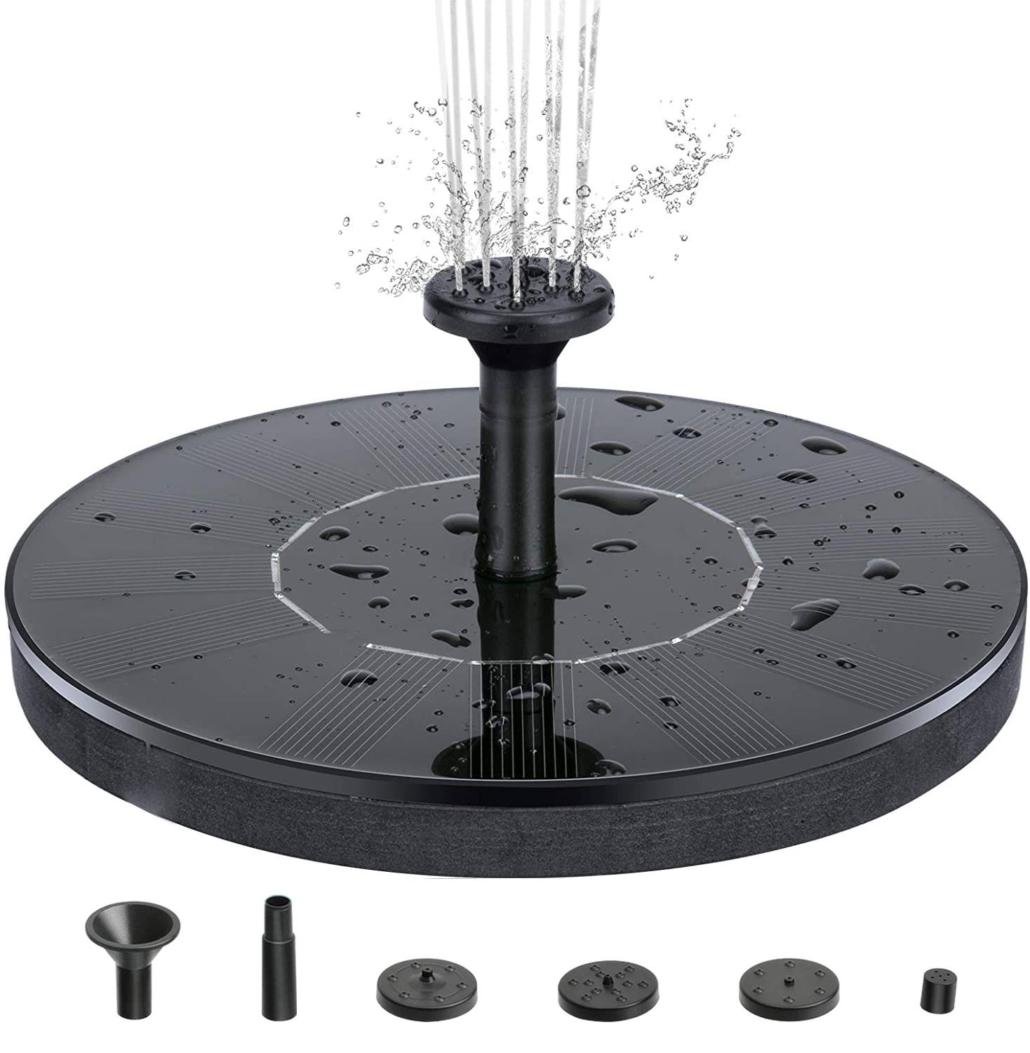 2er Set Springbrunnen mit Solarzellen 16 cm - Solarzellenbrunnen/Wasserfontäne
