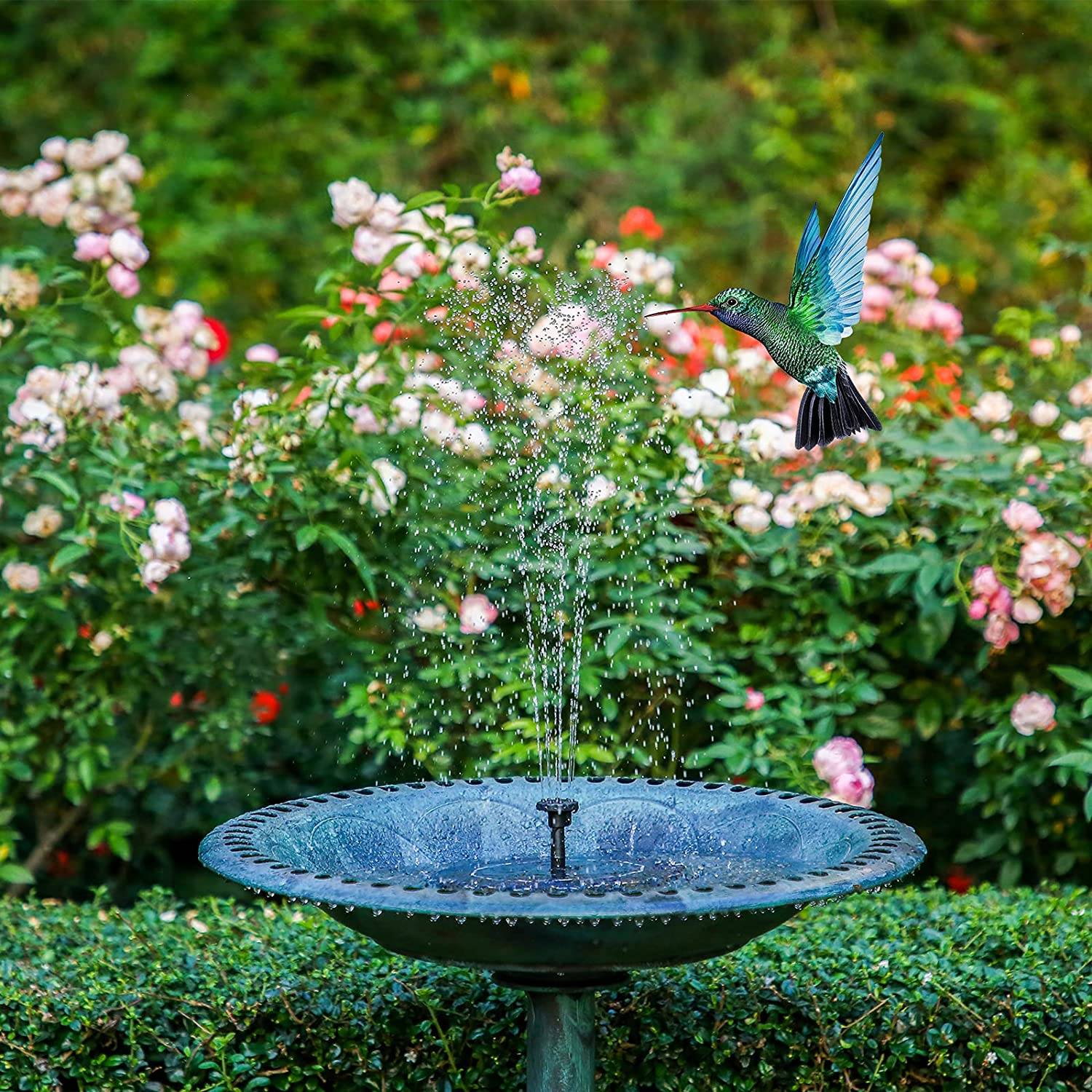 Solar Springbrunnen 18 cm mit weißer LED-Beleuchtung