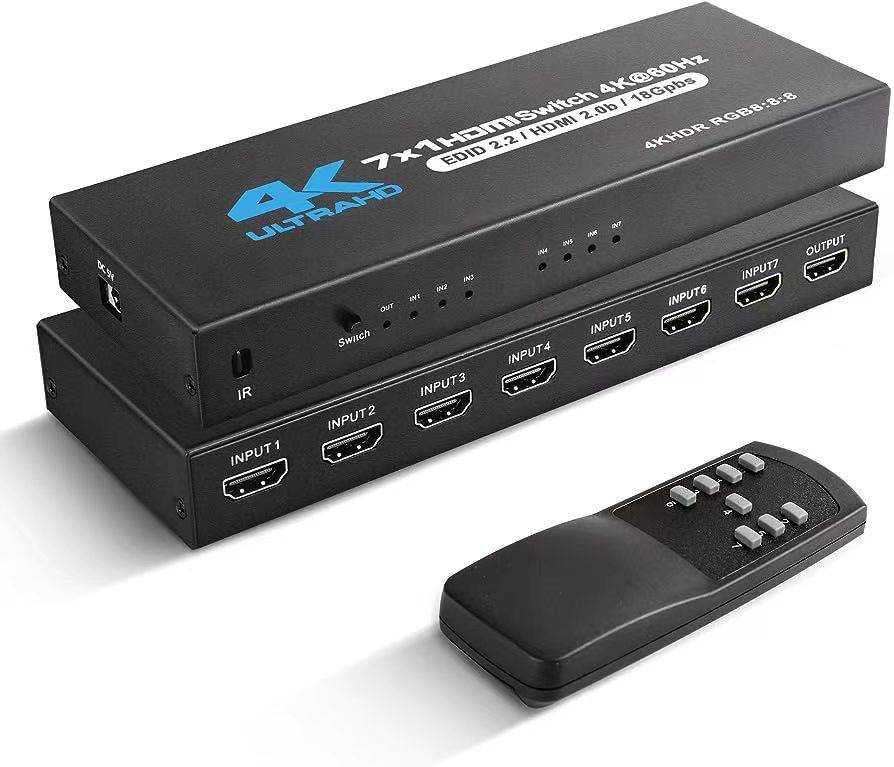 HDMI-Switch 7x1 mit 4K@60Hz und IR-Fernbedienung