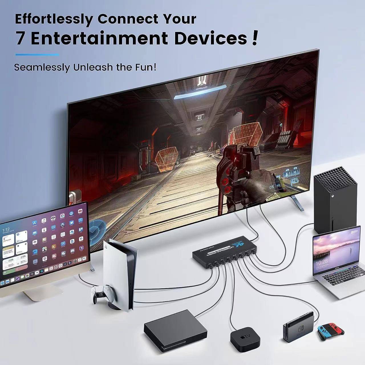 HDMI-Switch 7x1 mit 4K@60Hz und IR-Fernbedienung