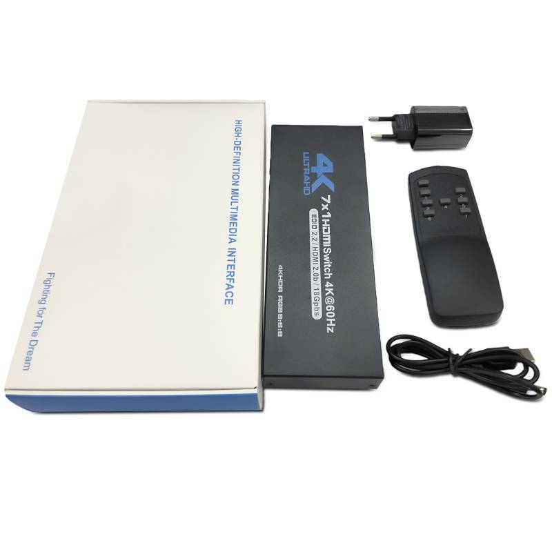 HDMI-Switch 7x1 mit 4K@60Hz und IR-Fernbedienung
