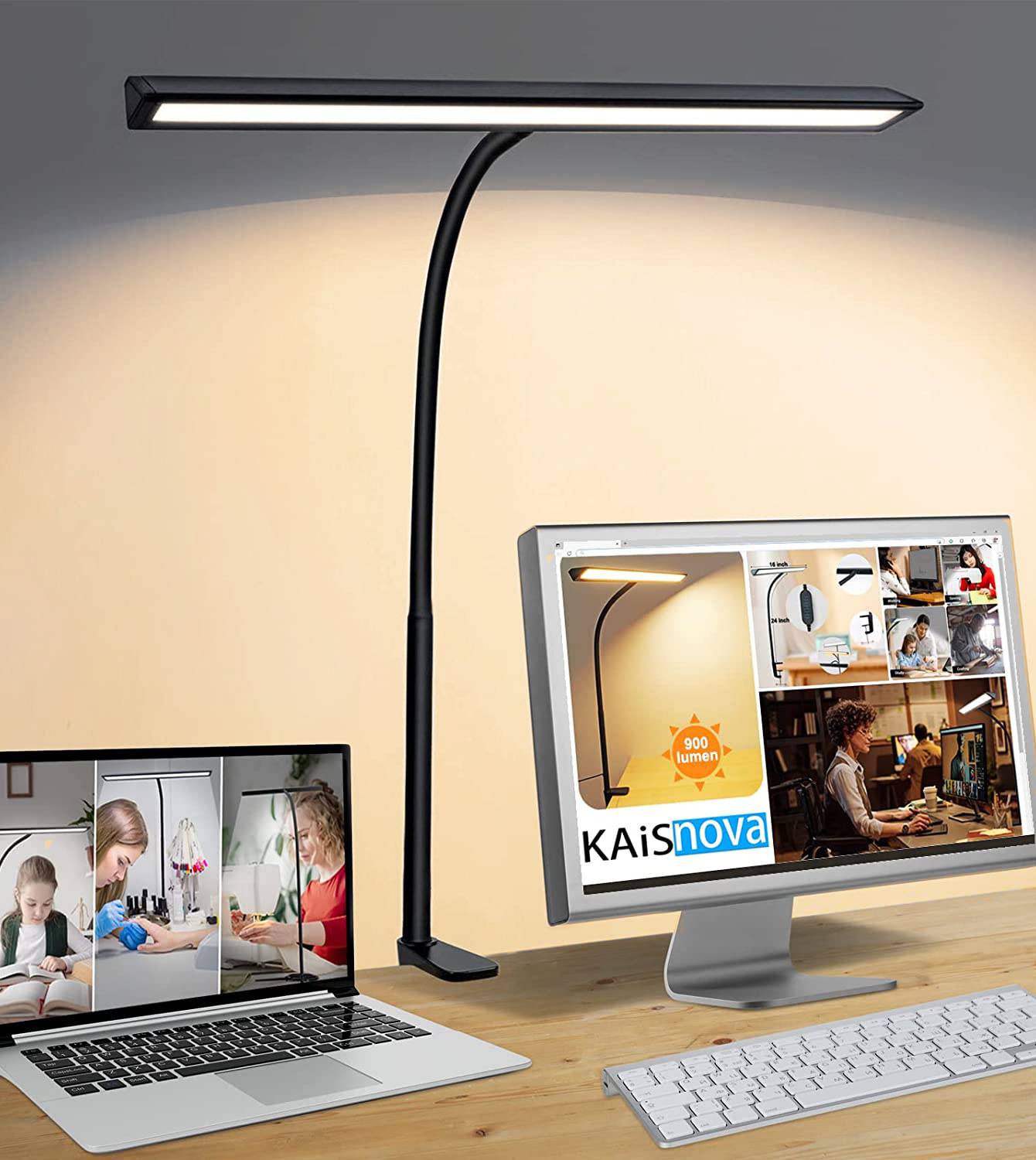 LED-Tischleuchte mit Klemme, 5 Farbmodi, 5 Helligkeitsstufen