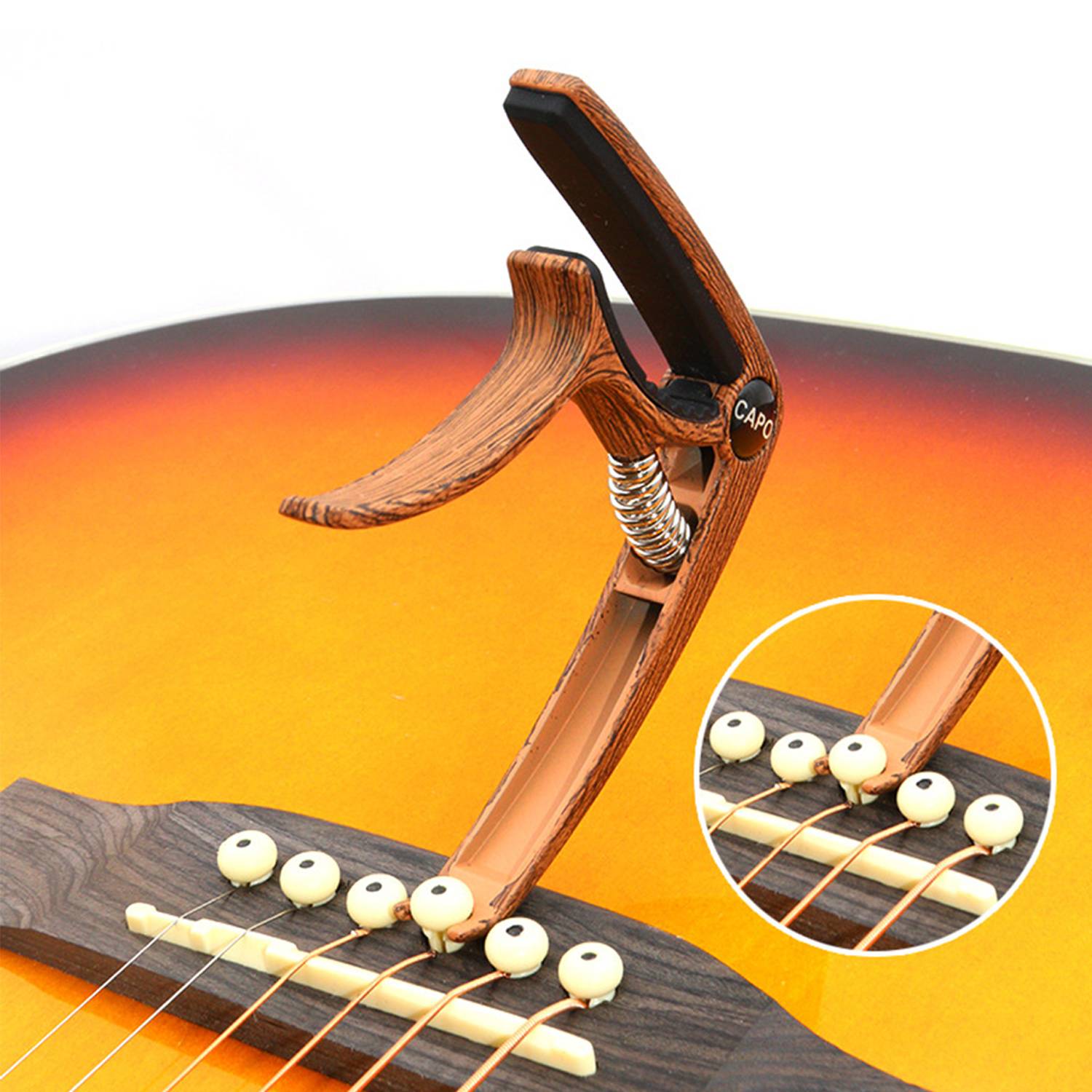 Gitarren-Kapodaster aus Zinklegierung für Akustikgitarren Dark wood color