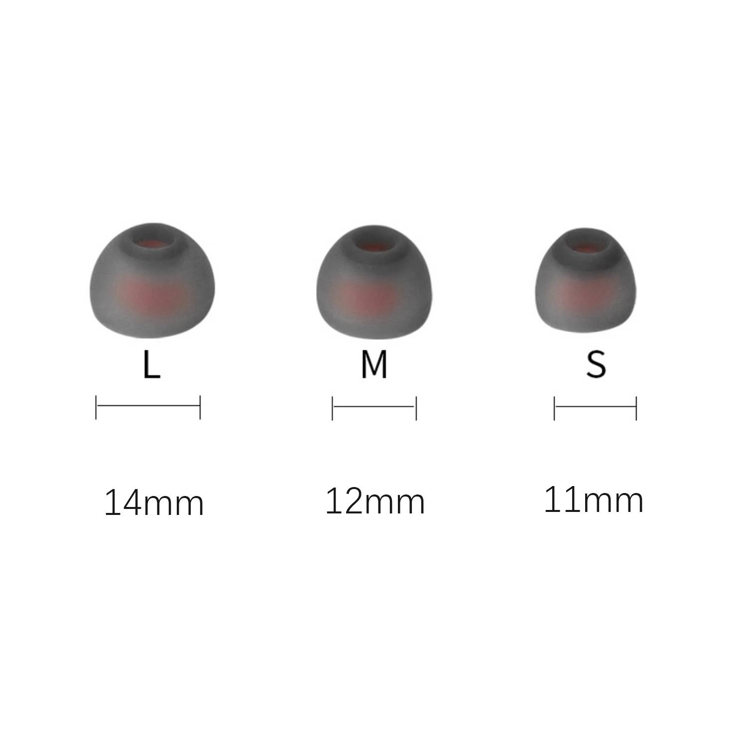 Silikon-Ohrpolster für 4,5–6 mm In-Ear-Kopfhörer, 3 Größen, 18 Paar Grey