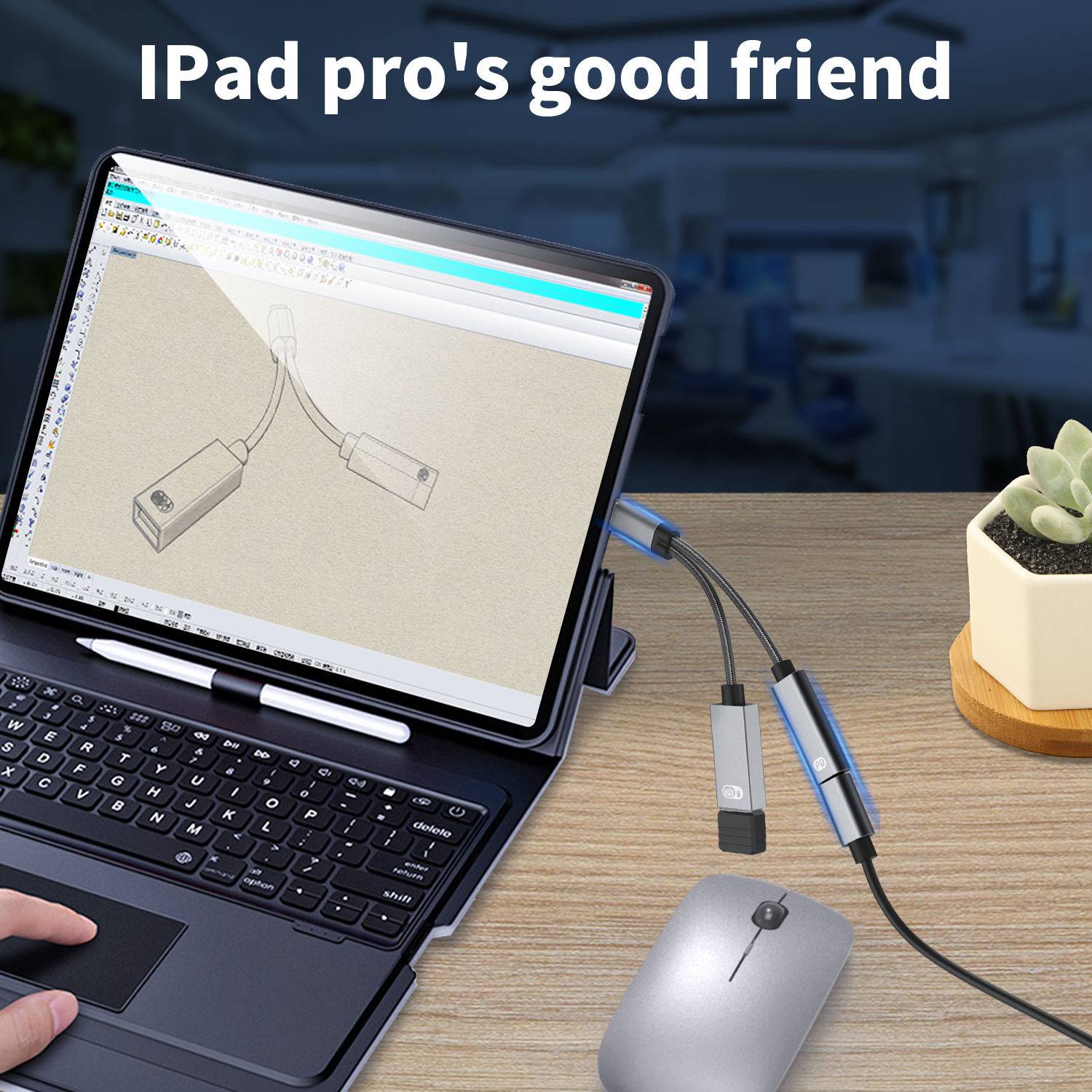 USB-C-Stecker auf USB-Buchse + USB-C PD-Ladebuchse und OTG-Adapter USB 2.0