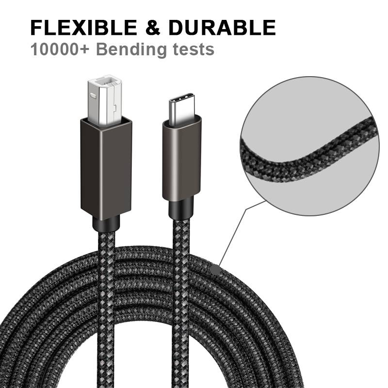 USB-B zu USB-C Druckerkabel Black 2 m