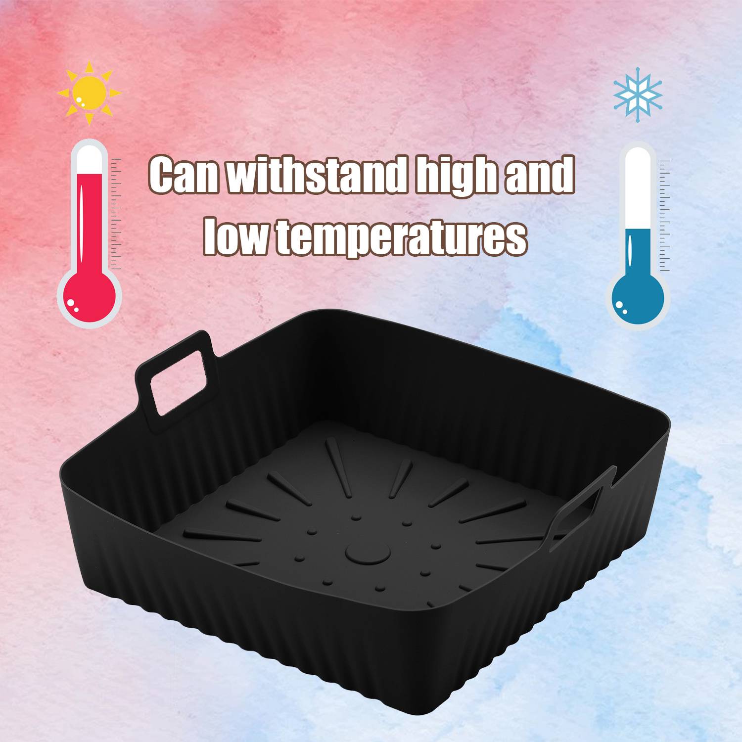 Quadratische Airfryer-Backmatte mit Antihaft-Silikon Black