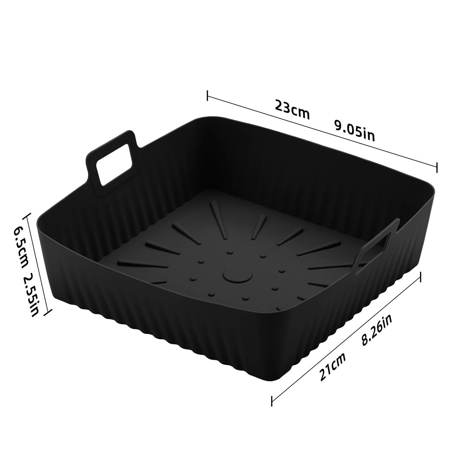 Quadratische Airfryer-Backmatte mit Antihaft-Silikon Black