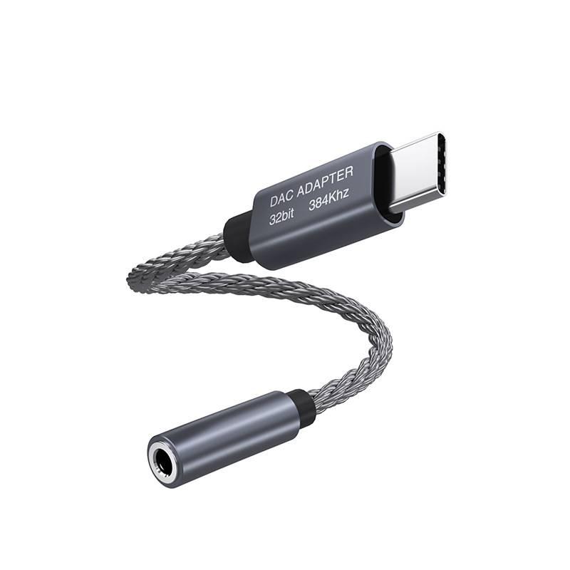 32bit/384kHz USB-C auf 3,5 mm Audio-Adapterkabel DAC-Adapter Grey