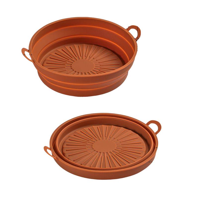 Zusammenklappbare runde Silikonform für Heißluftfritteusen Brown 19 cm