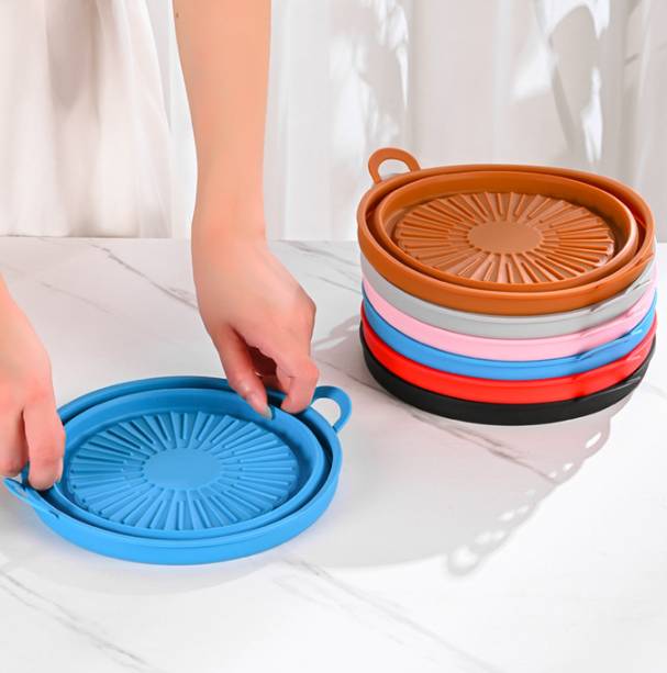 Zusammenklappbare runde Silikonform für Heißluftfritteusen Brown 19 cm