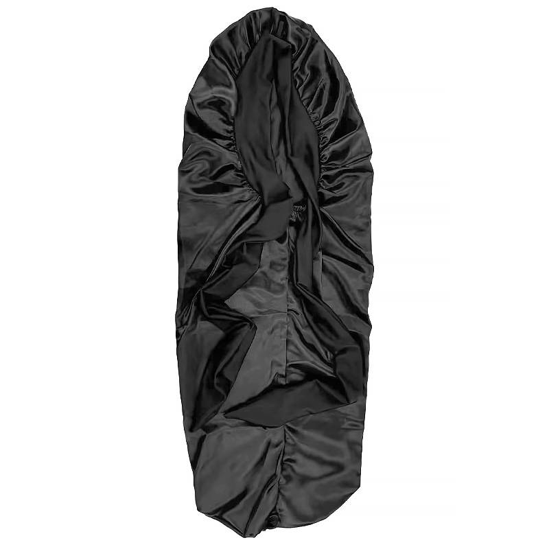 Schlafmütze aus Satin mit Schleife Black
