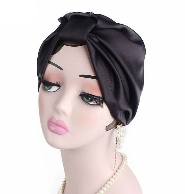 19 Momme Seidenschlafhaube Black