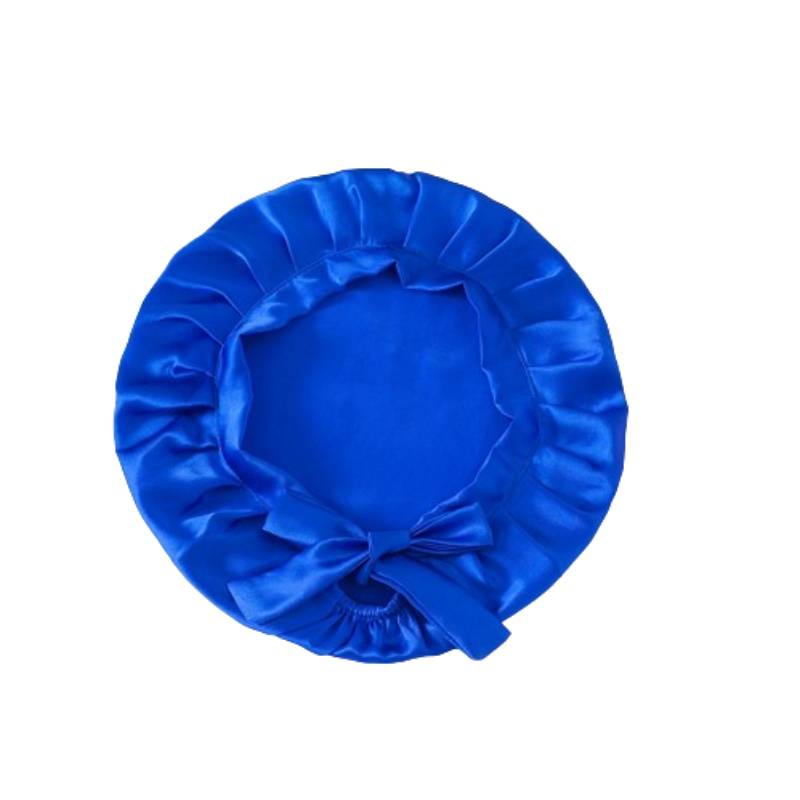 Schlafmütze für langes Haar, 100 % seide Blue