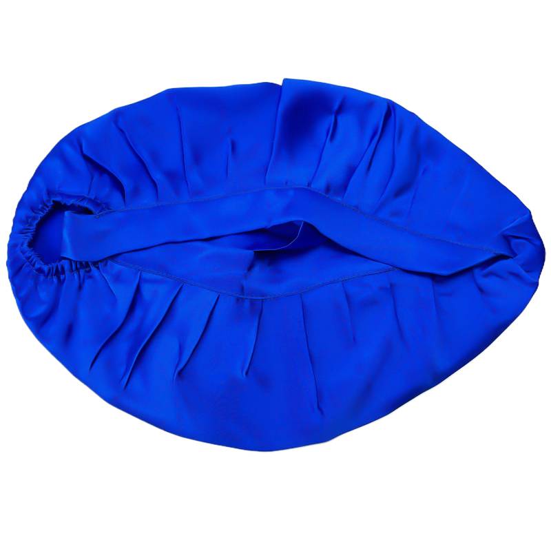 Schlafmütze für langes Haar, 100 % seide Blue