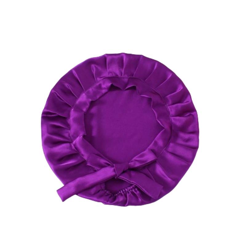 Schlafmütze für langes Haar, 100 % seide Purple