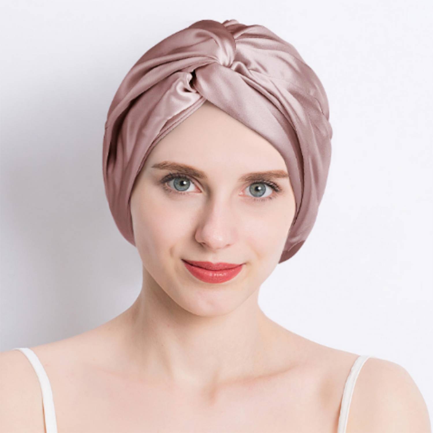 Doppellagige Schlafmütze aus Seide Pink