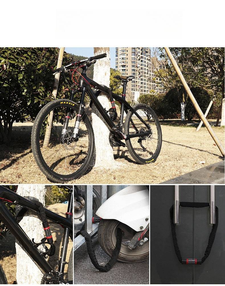 Fünfstelliges Kombinations-Fahrradschloss mit geradem Kopf für Fahrräder 1,2 m