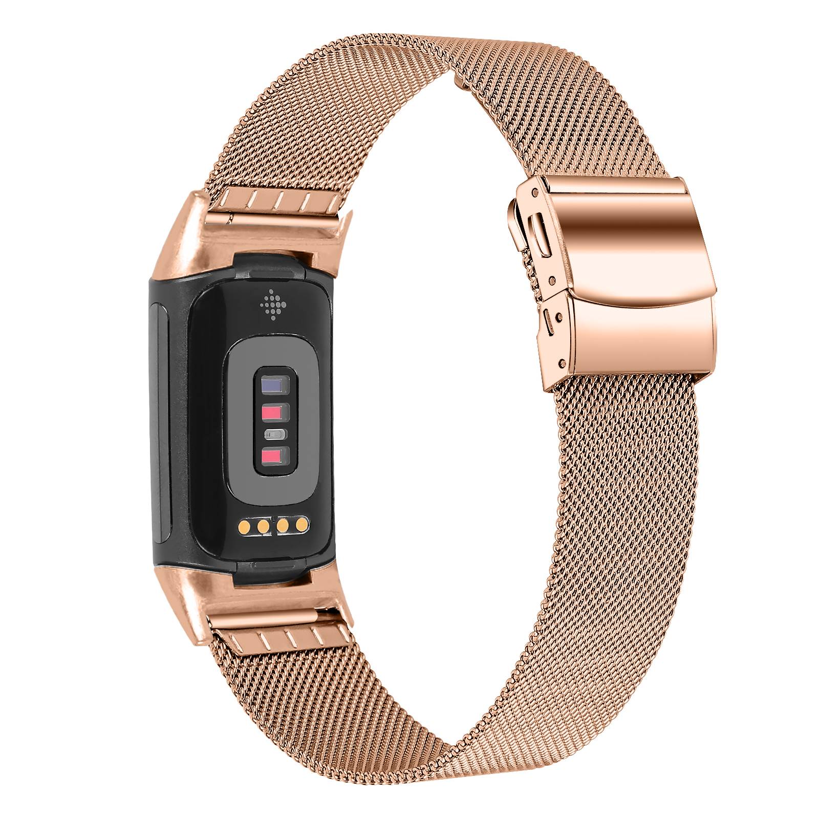 Edelstahl-Uhrenarmband für Fitbit Charge5/6 PinkGold