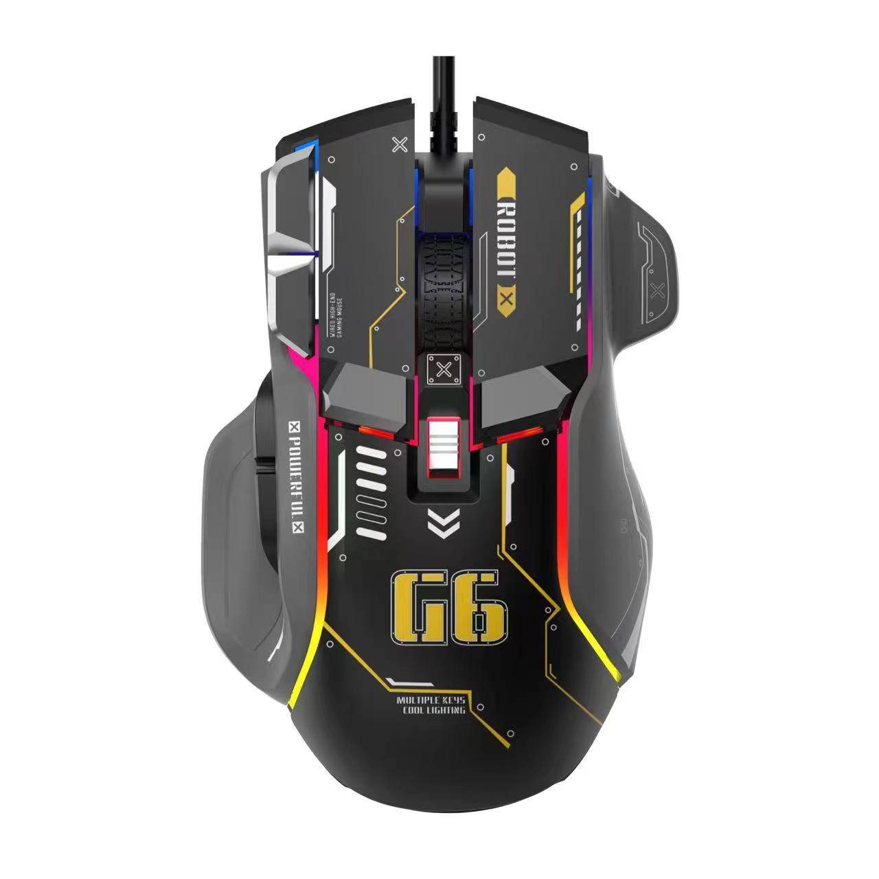 Ergonomische Gaming-Maus mit RGB, 6 DPI-Einstellungen und 7000 Hz Black