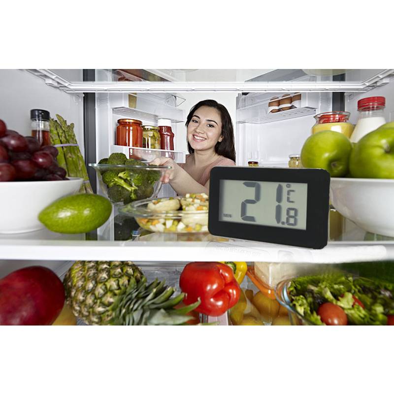 Digitales Mini-Kühlschrankthermometer mit Haken Black
