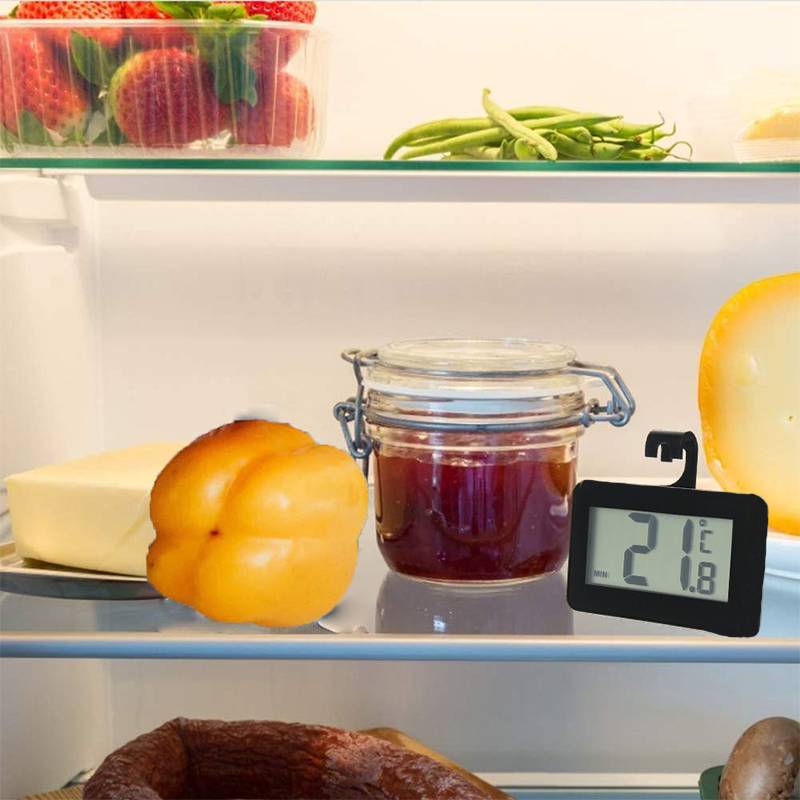 Digitales Mini-Kühlschrankthermometer mit Haken Black