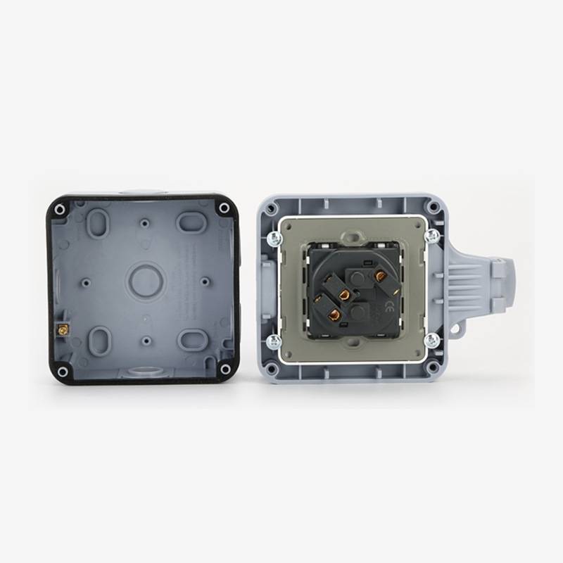 Wandsteckdose Außensteckdose mit Deckel IP66, 16 A, 250 V Grey