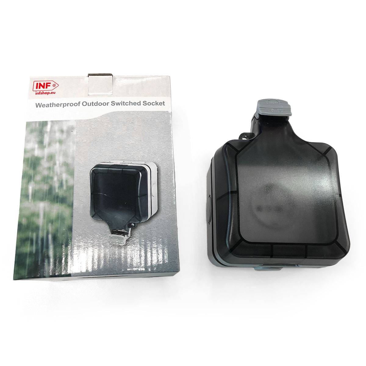 Wandsteckdose Außensteckdose mit Deckel IP66, 16 A, 250 V Grey