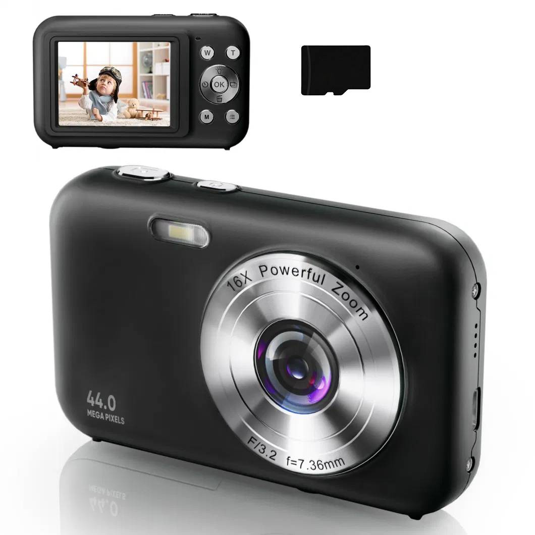 Digitalkamera 1080P 44 MP, 16-fach Zoom, 2,4" Display, 32 GB Speicherkarte Black