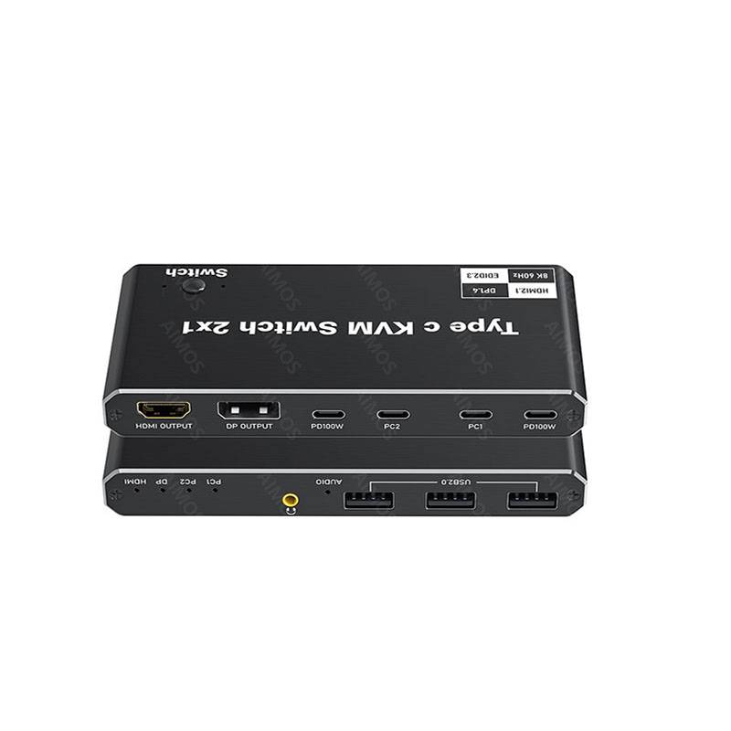 2 Eingänge, 1 Ausgang, USB-C-KVM-Switch, 8K bei 60 Hz, 4K bei 120 Hz, 2-Port-USB-C-Switch