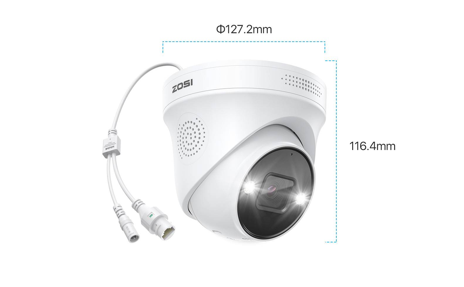 POE 5MP IP-Webcam, 2-Wege-Audio, Nachtsicht, Ton- und Lichtalarm, IP66