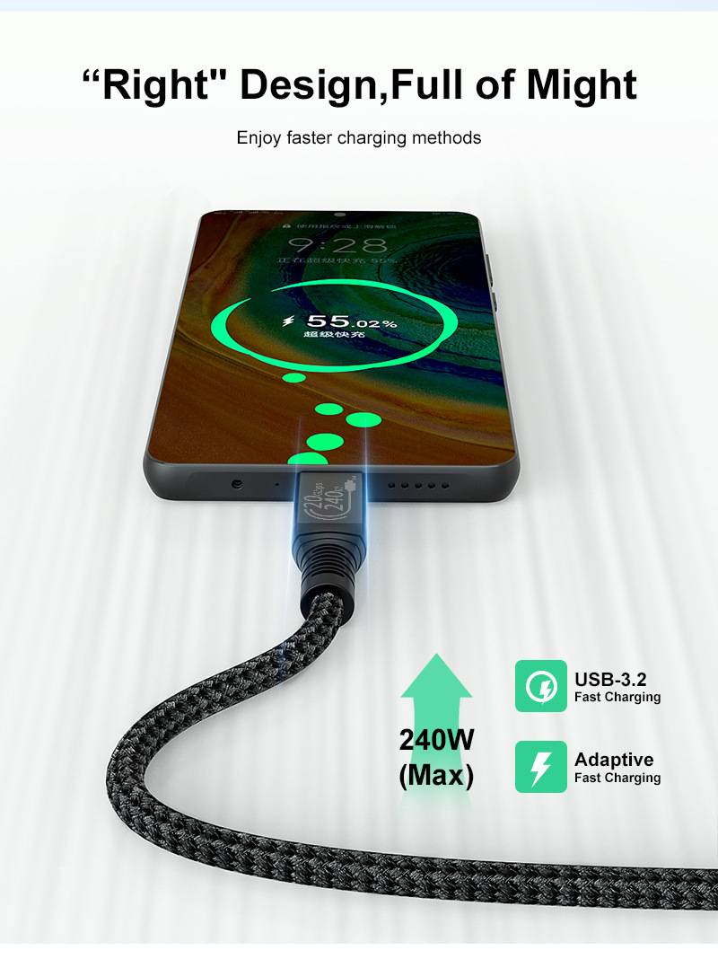 USB-C-Kabel 240 W, USB-3.2-Kabel (20 Gbit/s) MultiColor 1 m