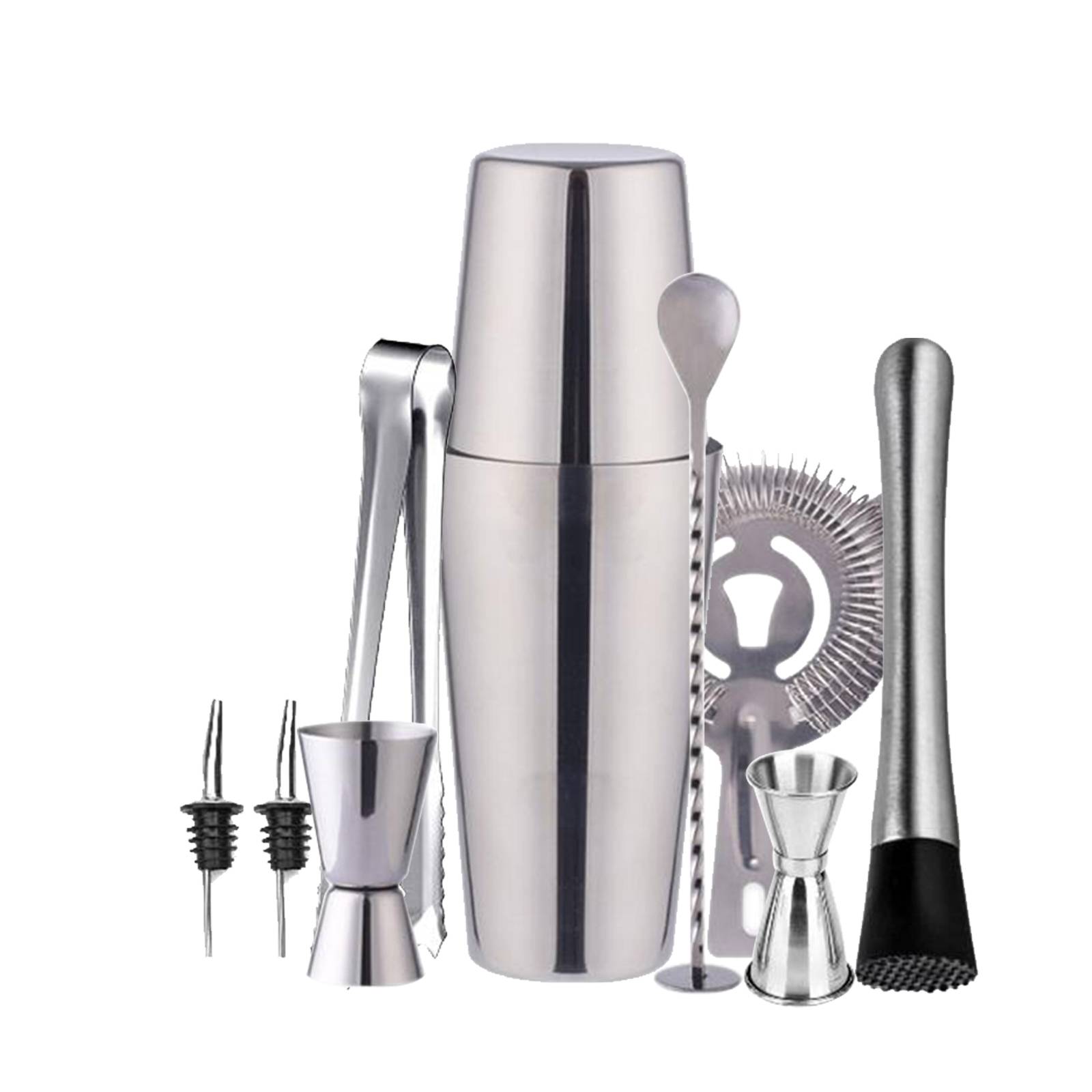Cocktail-Set mit Shaker und Zubehör Edelstahl 10-teilig